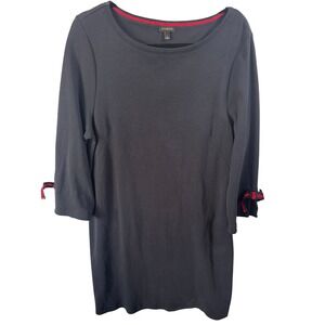 Talbots Black 3/4 Sleeve Dress Boat Neck Bow‎ Detail Women's SZ L